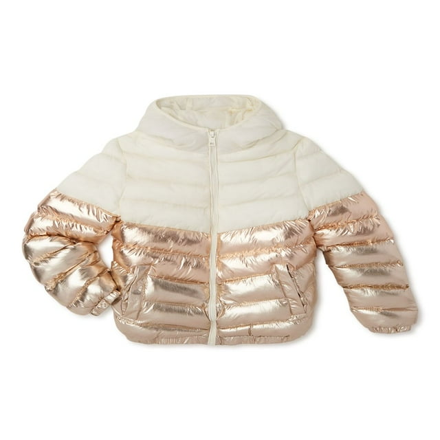 Climate Concepts Girls Metallic Chevron Puffer Coat Jacket Sizes 4-16