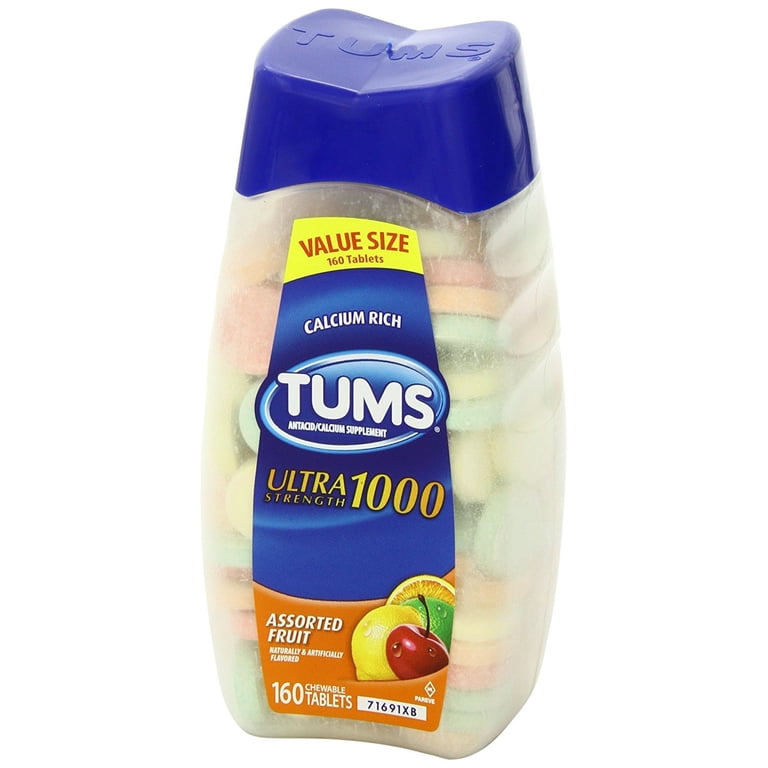 Tums Ultra 1000 - Comprimés Fruits Assortis, 160 Unités, Soutien Digestif, Sans Gluten