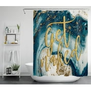 HVEST Get Naked Shower Curtain for Bathroom Decor,Blue and Grey Abstract Marble Shower Curtains with Hooks Modern Art Polyester Waterproof Durable Fabric Bath Accessories,60x72 Inches