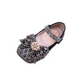 thumbnail image 3 of SGFCWSX Girls Dress Shoes Kids Rhinestone Pearl Bow Ankle Strap Sparkly Wedding Party Flower Girl Shoes Black Size 10.5 Toddler, 3 of 7