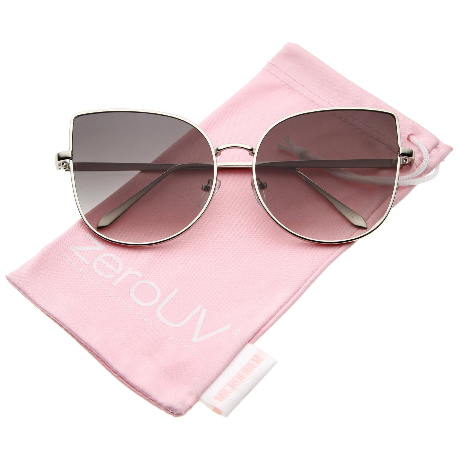 zeroUV - Women's Oversize Slim Metal Frame Gradient Flat Lens Cat Eye Sunglasses - 58mm zeroUV - Women's Oversize Slim Metal Frame Gradient Flat Lens Cat Eye Sunglasses - 58mm
