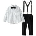 thumbnail image 1 of TIEVOSA Ensemble Tenue Garçon Chemise à Manches Longues Tee Chemise Habillée Classique à Rayures Tee avec Nœud Papillon pour Tenue Formelle d'École et Style Décontracté Quotidien pour Garçons 3 13 pour 4-5 Ans (Noir), 1 of 5