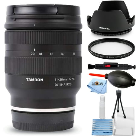 Tamron 11-20mm f/2.8 Di III-A RXD Lens for Sony E AFB060S-700 - Essential Bundle Includes: Tulip Hood Lens  UV Filter  Cleaning Pen  Blower  Microfiber Cloth and Cleaning Kit