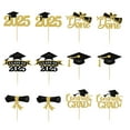 thumbnail image 6 of Sharprepublic 12 Pieces Graduation Cupcake Toppers 2025, Graduation Theme Party Decorations, Class of 2025 Cake Topper Glitter Design Gold, 6 of 8