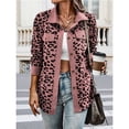 thumbnail image 4 of Chaqueta de con Estampado de Leopardo para Mujer, Blusa de Larga con Botones, Abrigo Informal de Otoño Rosa XL, 4 of 7