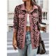 thumbnail image 4 of Chaqueta de con Estampado de Leopardo para Mujer, Blusa de Larga con Botones, Abrigo Informal de Otoño Rosa XL, 4 of 7