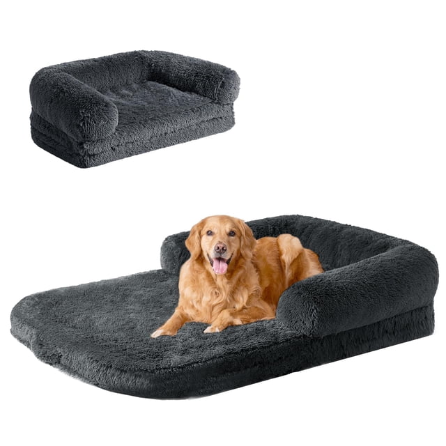 Cama para perros EHEYCIGA, plegable, XXL, piel sintética, espuma viscoelástica esponjosa