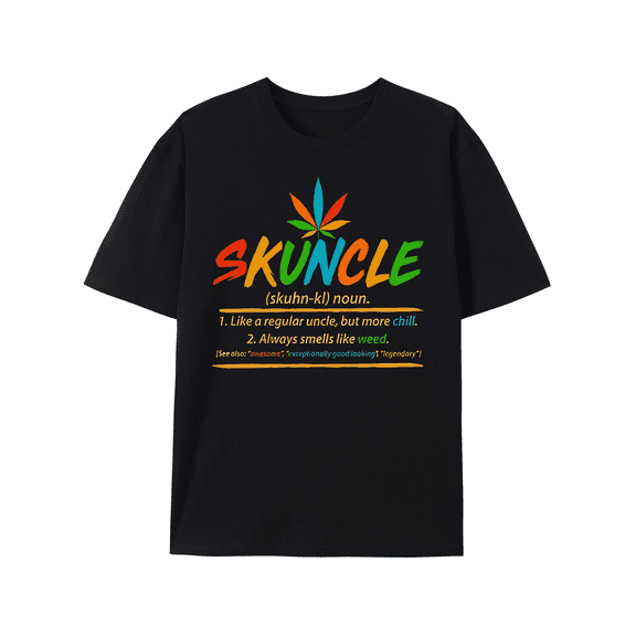 Funny Skuncle Definition Graphic T-Shirt - Men's Short Sleeve Premium Tee - Black AA - Humorous Uncle-Inspired Design