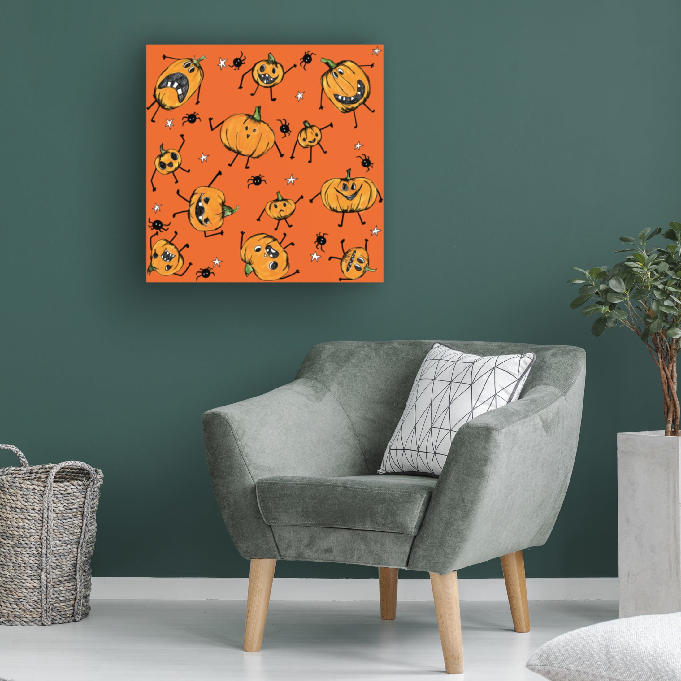 Canvas Wall Art - HUE and MI and Sangita 'Grumpy Pumpkins' Wall Art for Living Room, Bedroom, or Office Décor by Trademark Fine Art - 18 x 18 Inches