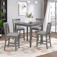 thumbnail image 3 of PAPROOS Counter Height Dining Table, Solid Wood Square Kitchen Table for Small Space, Modern Farmhouse Acacia Wooden Dining Table for Apartment, Gray(Table Only), 3 of 7