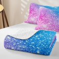 thumbnail image 4 of meiyoeat Blue Pink Glitter Print Twin Quilt Set,Abstract Galaxy Starry Sky Twin Coverlet Set For Girl,2-Piece, 4 of 7