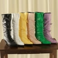 thumbnail image 7 of UngA Cowboy Chic Mid-Calf Cowgirl Boots Cowboy Western Pull-On Tabs Pointy Toe Boot Yellow,39, 7 of 7
