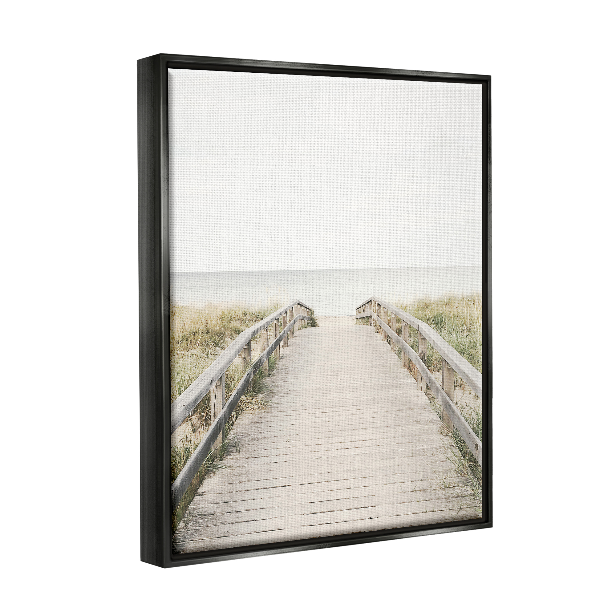 Stupell Industries Boardwalk Beach View Nature Photography Black Floater Framed Art Print Wall Art, 17 x 21