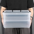 2-Tier Stackable Black Plastic Storage Container with Handle for School ...