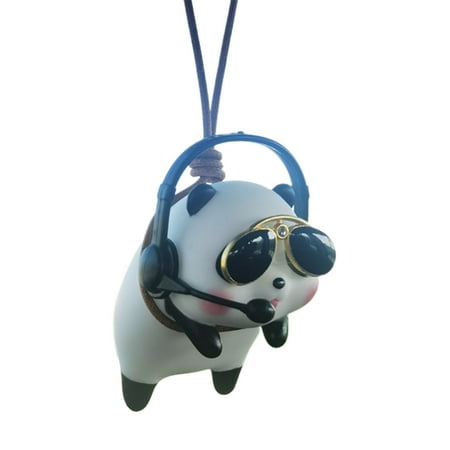 

Ziizwfa Cartoon Swing Car Home Garden Panda Tiger Pendant Auto Rear View Mirror Ornament