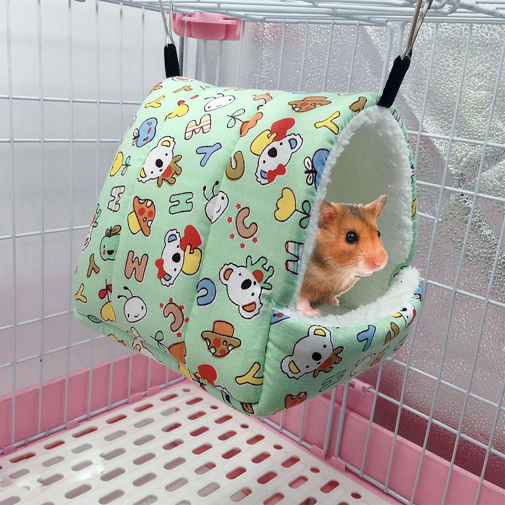 Wontee 2 Pack Small Animal Hammock Soft Fleece Sleeping Bed for Mice Rat Chinchilla Guinea Pig Ferret Kitten Cat Rabbit 