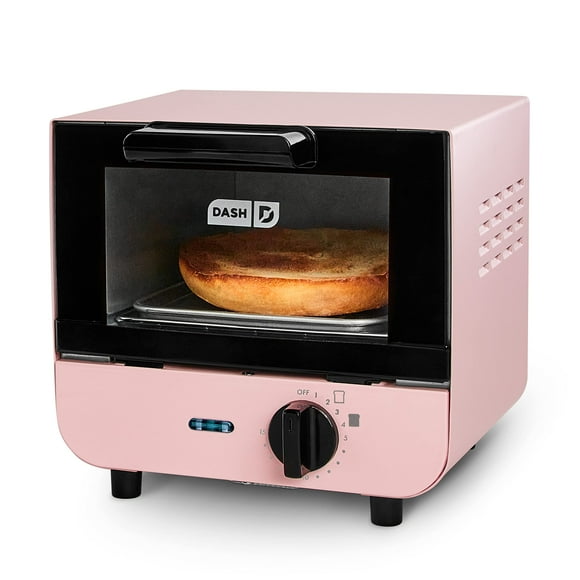 DASH - Minitostadora DMTO100GBPK04 para pan, rosquillas, galletas, pizza, paninis y más con bandeja para hornear, rejilla, función de apagado automático, rosa