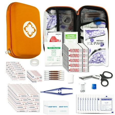 First Aid Kit Emergency Kit Camping Essentials Car-Home Orange First-Aid Bag - 277 Piece Emergency Supplies Hiking First Aid Kit for Backpack Survival Kits for Disaster Preparedness YIDERBO