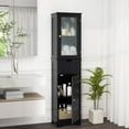 thumbnail image 2 of LOKO 67” Tall Bathroom Storage Cabinet with 2 Doors & 1 Drawer, Modern Floor Cabinet with Adjustable Shelves & Frosted Glass Door, Narrow Linen Tower Cabinet for Bathroom Living Room (Black), 2 of 18