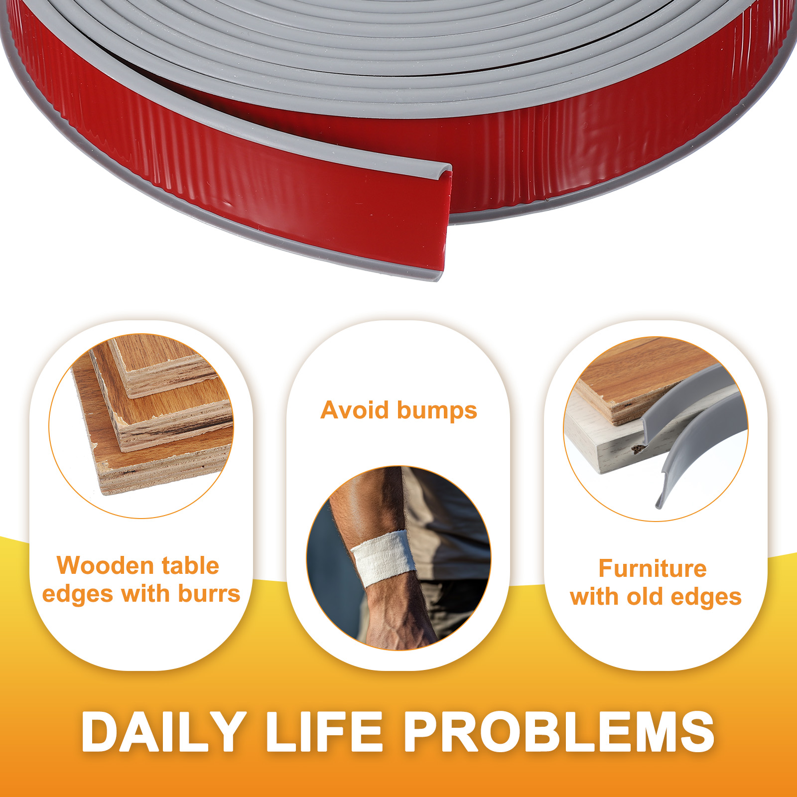 Uxcell TPE U-Shape Edge Banding Self Adhesive Flexible Veneer Edging Trim Furniture Edge Protector for Shelf Cabinet Table Gray 1-1/4 Inch x 20ft