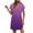 B Purple, variant on Horkkom Shirt Dresses for Women Mini V Neck Solid Color Short Sleeve Dress Summer Loose Comfy Sundresses S