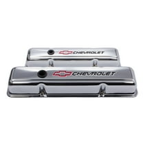 Proform 141-899 Valve Covers Short Chrome Steel Red Bowtie Black Chevrolet Logo Fits select: 1967-1986 CHEVROLET CAMARO, 1969-1986 CHEVROLET C10