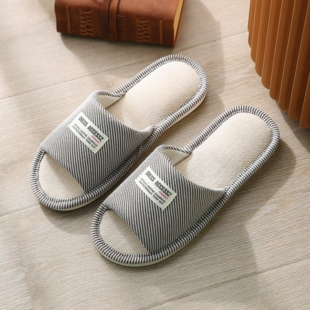 

PhoneSoap Slippers For Womens Men Linen Shoes Women Household Slippers Indoor Floor Shoes Grey