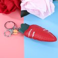 thumbnail image 4 of Lindo llavero con colgante de zanahorias de cuero PU, llavero, bolso, regalo ornamental para coche (rojo), 4 of 5