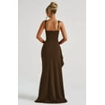 thumbnail image 5 of Women Formal Dresses Sleeveless Bodycon Ruched High Slit Maxi Dress Cocktail Prom Brown S, 5 of 6