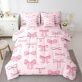 thumbnail image 2 of Erosebridal Girly Pink Bowknot Bedding Twin Size, Cute Princess Bed in a Bag Twin size, Ribbon Decor, Reversible 7-Piece, 2 of 5
