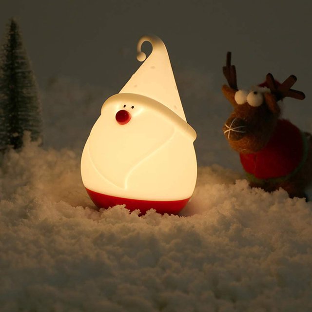 Boyan Luz Nocturna para Niños Regalo de Navidad Santa Claus Muñeco de Nieve Blanco Cálido Lámpara de Luz Nocturna de Silicona Lámpara Portátil Recargable USB para Dormitorio Dormir Regalos de cumpleaños Zhivalor YQ-0533