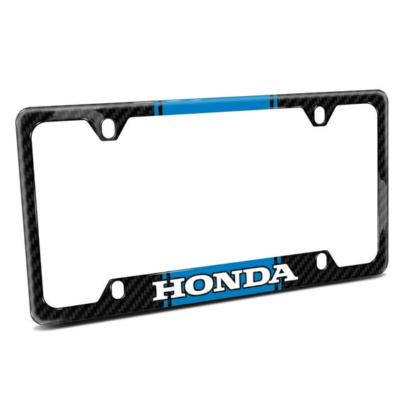 Honda Blue Racing Stripe Black Real Carbon Fiber 50 States License Plate Frame