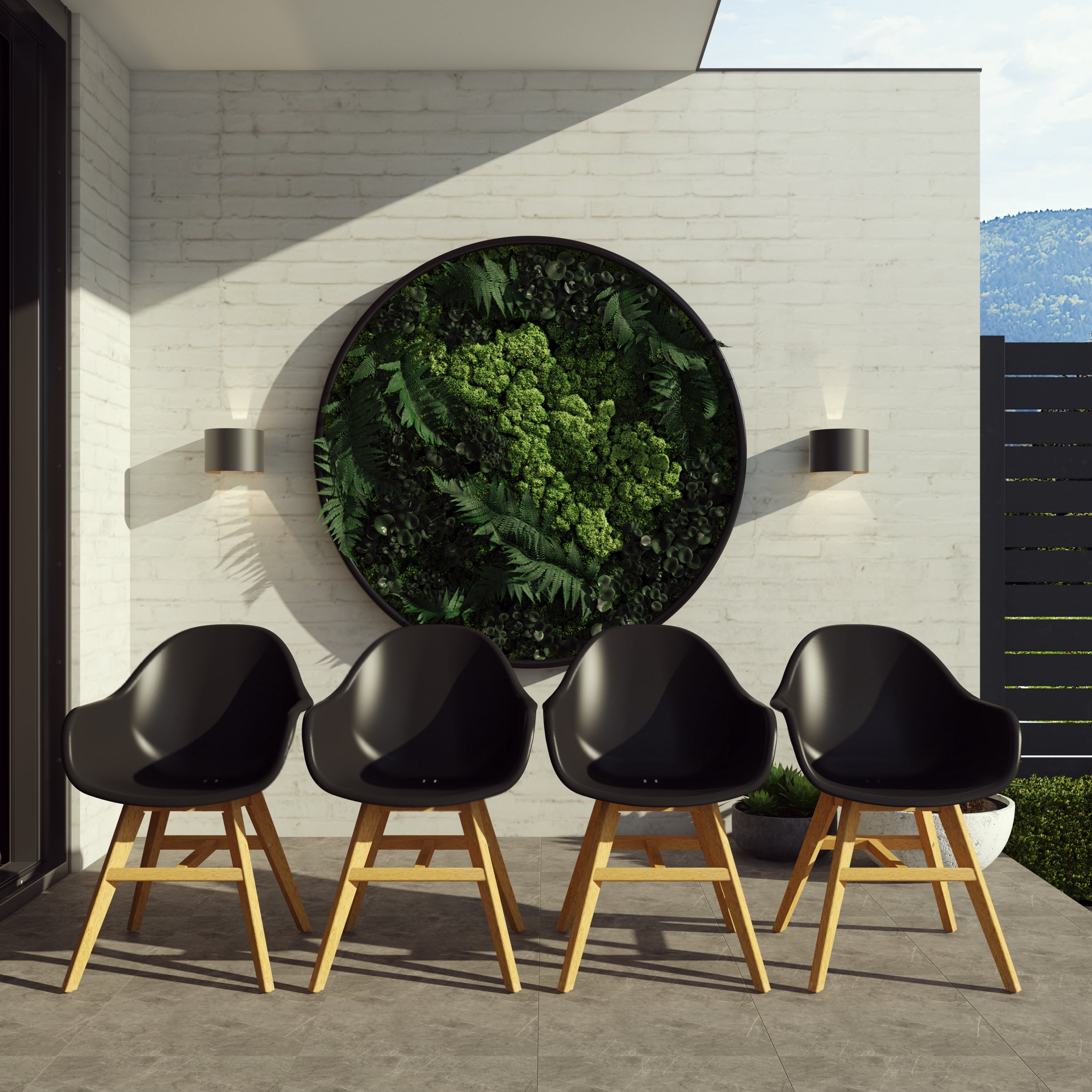 Amazonia Pubil 5-Piece Patio Round Lazy Susan Dining Table Set, Teak Finish, Ideal for Outdoors and Indoors