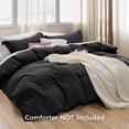 thumbnail image 4 of U by Bedsure California King Washed & Soft Duvet Cover Set 3 Pieces with Zipper Closure, 1 Duvet Cover 104x98 inches and 2 Pillow Shams, Black, 4 of 6