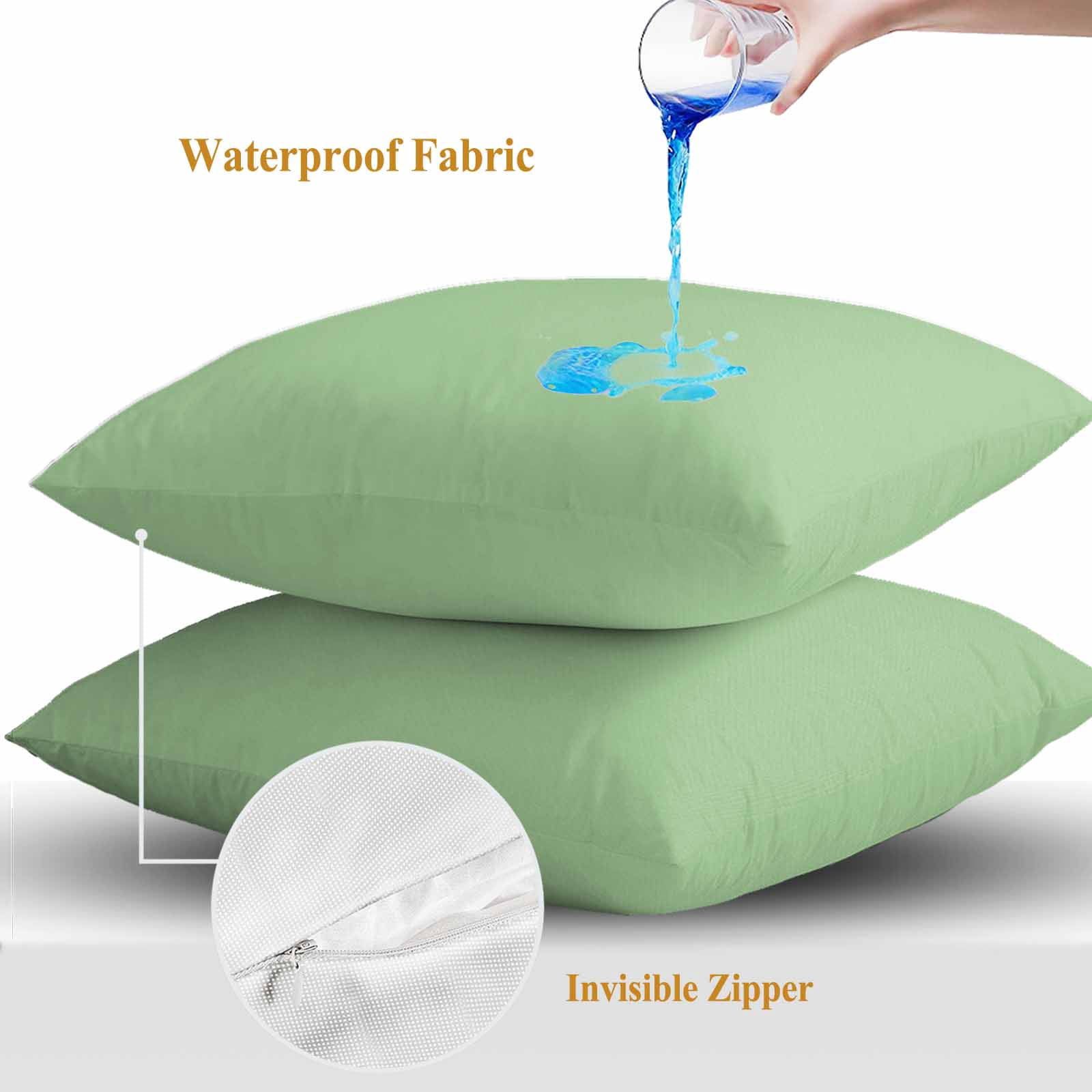 Light Green Throw Pillow Covers 20x20 Inch Set of 2, Farmhouse Solid Green Color Modern Art Waterproof Outdoor Pillow Covers, Decorative Cushion Pillowcases for Couch, Sofa, Bed, Garden, Patio