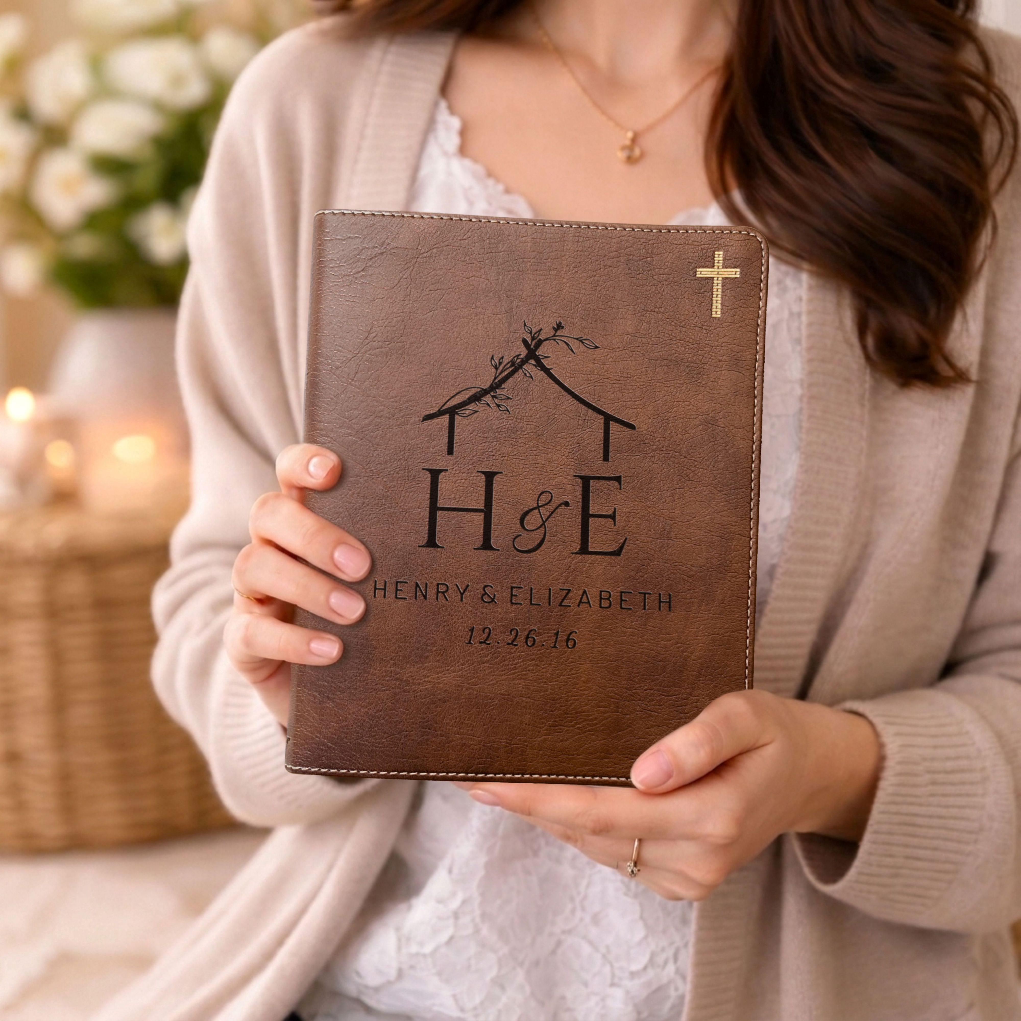Personalized NIV Journaling Family Bible, Wide Margin Red Letter Edition, Custom Name Engraved, Includes Tabs & Highlighters, Wedding Gift