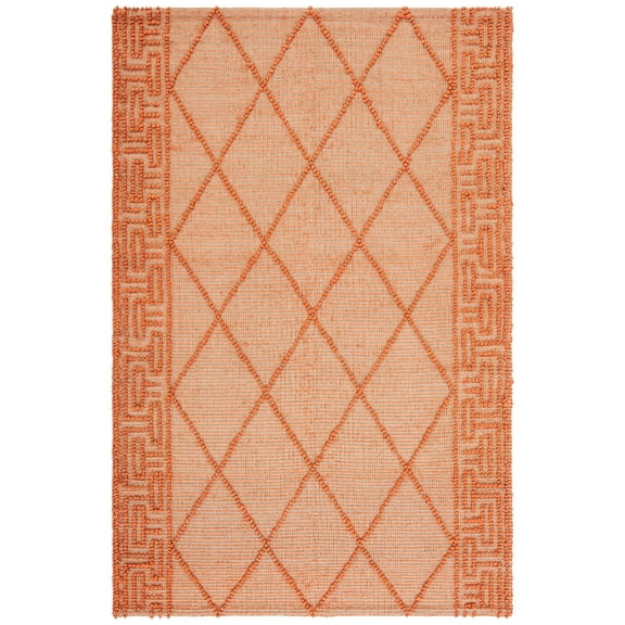 SAFAVIEH Natural Fiber Wystan Geometric Area Rug, Orange/Natural, 3' x 5'