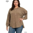 thumbnail image 3 of Zenana Women's Casual Brushed Melange Hacci Relaxed Fit 7-Button Henley Placket Light Sweater, 3 of 5