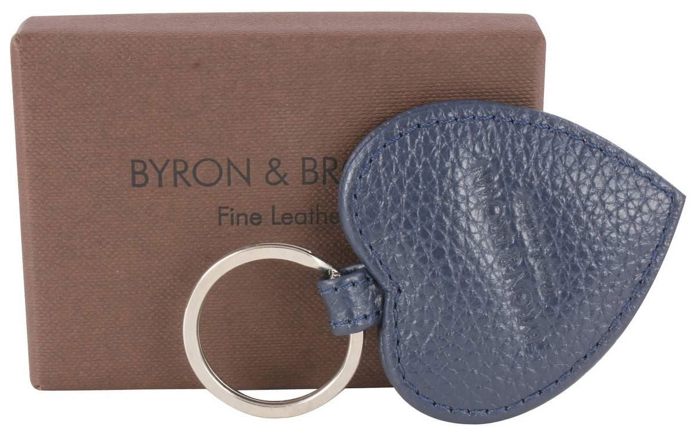 Byron and Brown Roma Leather Small Heart Key Ring - Navy
