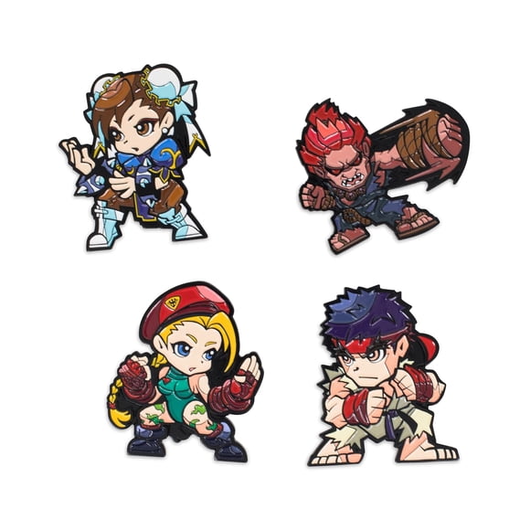 Set de alfileres esmaltados con los personajes de Street Fighter 4, oficial de Capcom