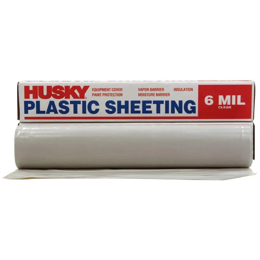 X 100 FT Clear 6 Mil Plastic Sheeting for DIY Construction Projects for sale online Husky 12 Ft 