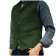 thumbnail image 2 of KeShDi Vest for Men V Neck Solid Color Belt Pocket Five Button Casual Vintage Waistcoat Green XL, 2 of 7