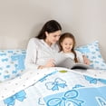 thumbnail image 4 of Castle Fairy Blue Bow Letter T Full Size Comforter Sets 3 Pieces for Girls,Cartoon Floral Checkered Bedding Sets for Bedroom, 4 of 6