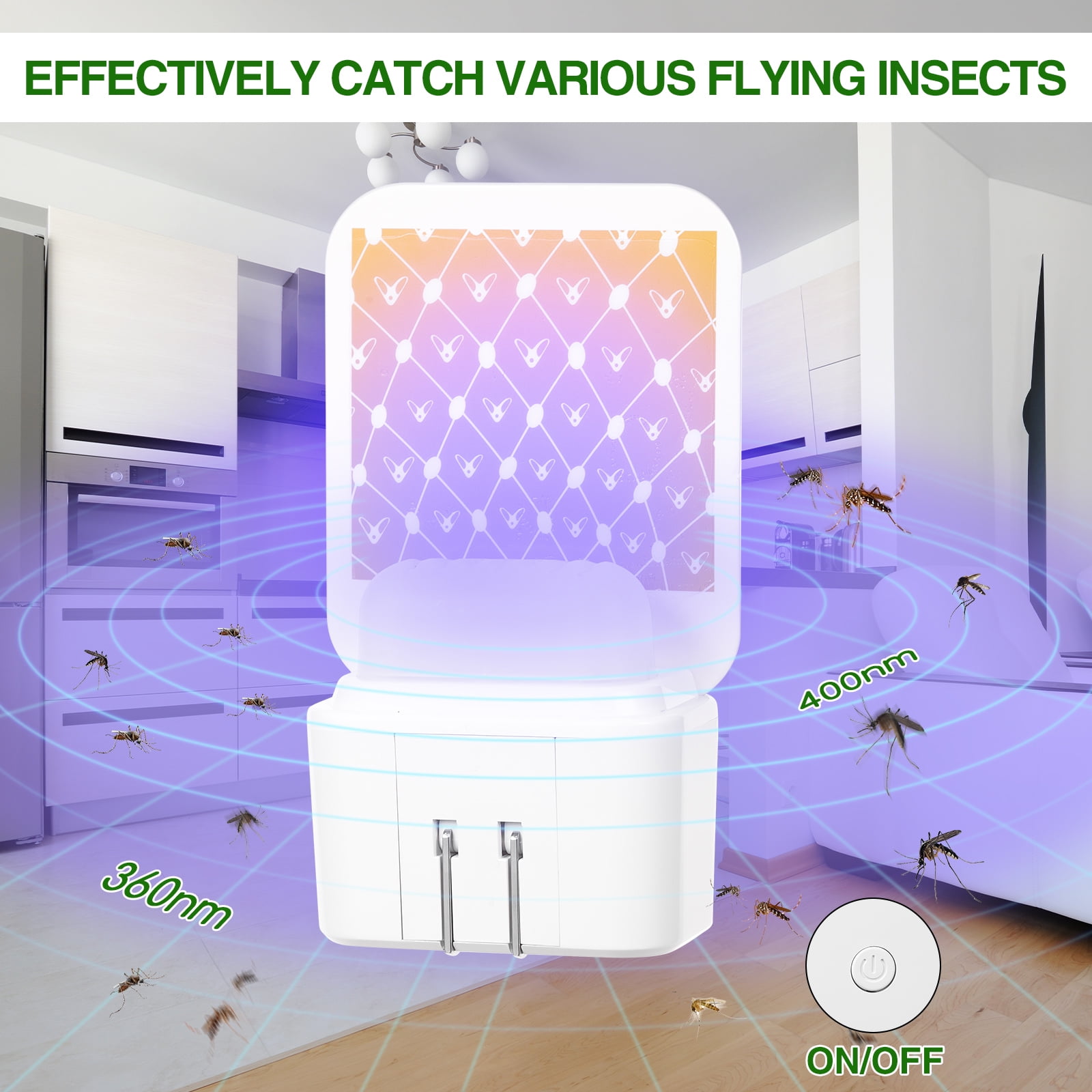 G·PEH 4 Pack Indoor Mosquito Trap White ABS Material Purple Light Insect Catcher - Safe & Hygienic Technology