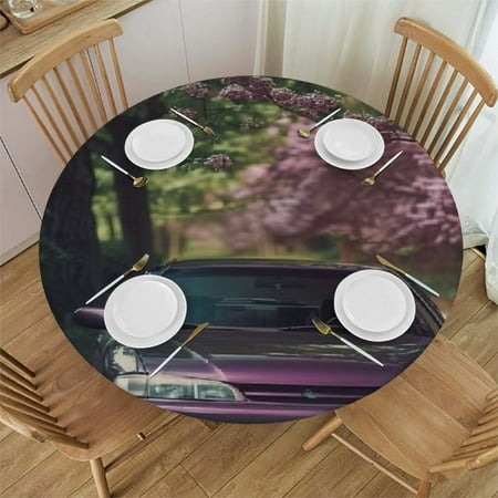 

Orinice Round Table Cover Stain Resistant and Washable for Indoor Outdoor Tablecloth Kitchen Dining Wedding Parties Fitted 100% Polyester Fiber 38-42