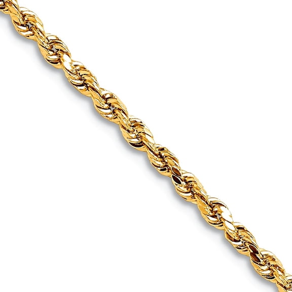 10k Yellow Gold 2mm Lightweight Sparkle-Cut Rope With Lobster Clasp Chain Necklace 18 Inch Chain Necklace for Women and