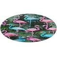 thumbnail image 4 of Flamingo Pattern Soft Bedroom Round Area Rug, Washable Cute Nursery Circle Throw Mat, Non-Slip Contemporary Small Low Pile Floor Carpet for Dorm Bedside, 4 of 6