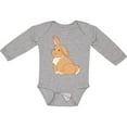 thumbnail image 3 of Inktastic Easter Cute Floppy Ear Brown Bunny Boys or Girls Long Sleeve Baby Bodysuit, 3 of 5