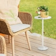 thumbnail image 3 of White Round Side Table Small End Table Set of 2 Modern Accent Table Pedestal Drink Table with Marble Base for Small Spaces Living Room Bedroom Outdoor, 3 of 7
