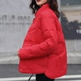 thumbnail image 5 of Hueook Womens Fleece Jacket Womens Coats and Jackets Women's Casual Colored Long-sleeved Capless Jacket Red 2X, 5 of 6